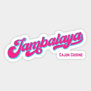 Jambalaya Cajun Cuisine, Funny Retro Baseball Style Foodie Sticker